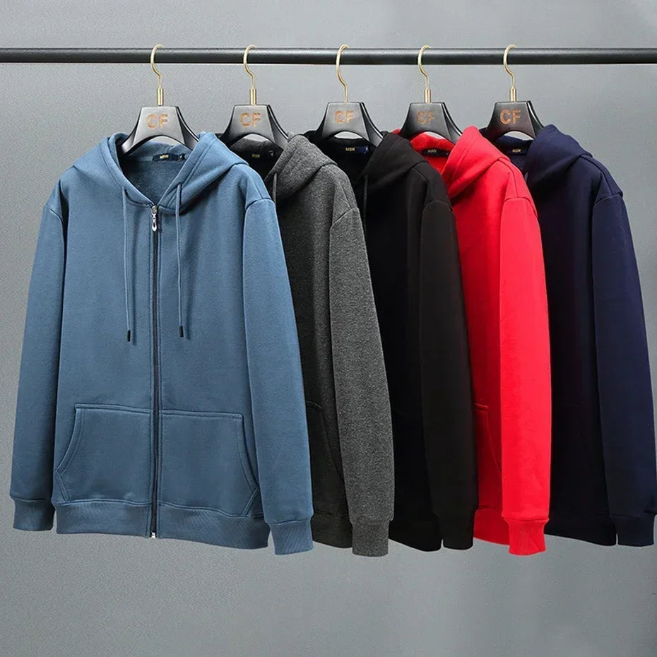 Big Size Hoodie Men Hood Long Sleeve Sweatshirt Male Zip-up Loose Cotton Fleece-lined Casual Top Zipper Large Fat Plus 10XL 12XL 4