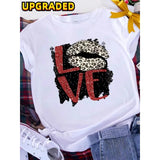 Brave Soul L American Retro Letters Love White T-shirt Women Short Sleeve Round Neck Loose Large Size Casual Top Oversized 5