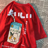Cute Japanese Cat Print Oversized T-shirt men Women Short Sleeve Loose Casual Tee Shirt Streetwear Tops Cotton Harajuku Clothing