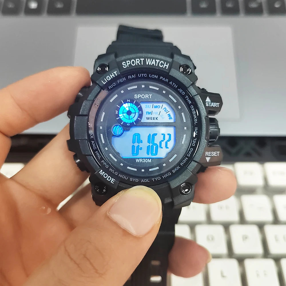 Men LED Digital Watches Luminous Fashion Sport Waterproof Watches For Man Kids Date Army Military Clock 3