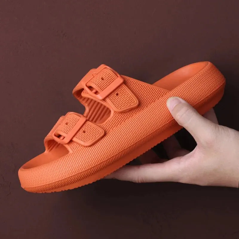 Platform Buckle Slide Sandals