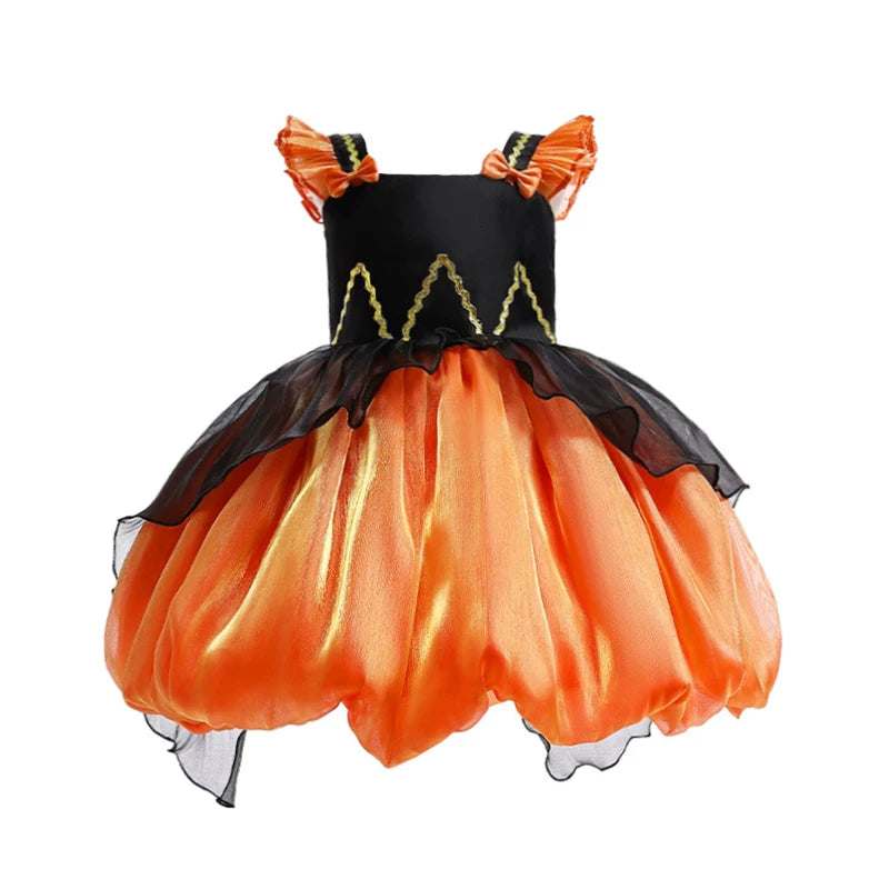 Girls' Halloween Pumpkin Witch Princess Dress