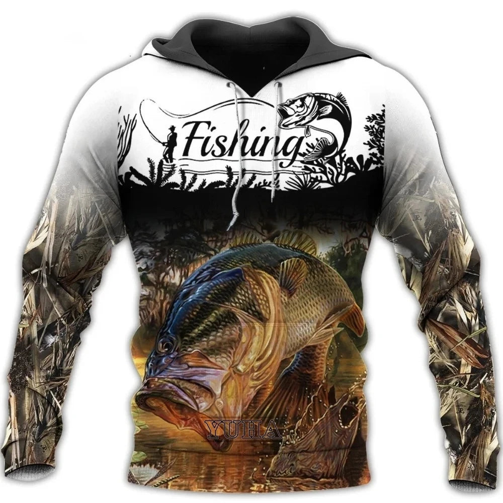 Animal Fisher Marlin Sweatshirts Man Tracksuit Fishing Camo Hoodies For Men Fashion Streetwear Harajuku Y2k 3D Print Pullovers