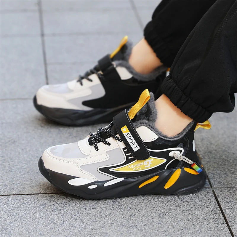 Winter Children Sneaker Shoes Fashion Platform Kids Boys Cotton Sneaker Warm Plush Casual Sports Tennis Shoes 5