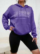 Los Angeles Letter Design Fleece Hoodie