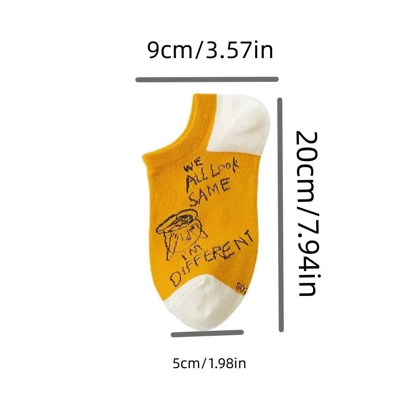 10 Pairs Of Casual Trend Ankle Socks For Men And Women, Comfortable, Breathable And Cute Cartoon Summer Couple Boat Socks 6