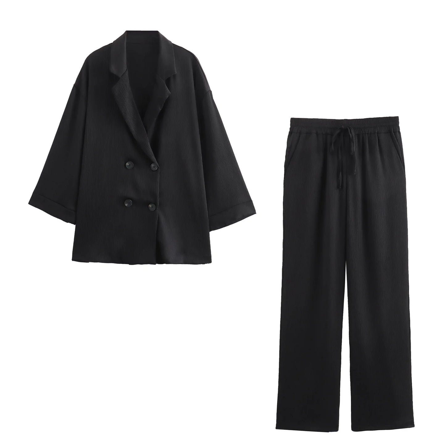 Women’s Double-Breasted Blazer & Wide-Leg Trouser Set