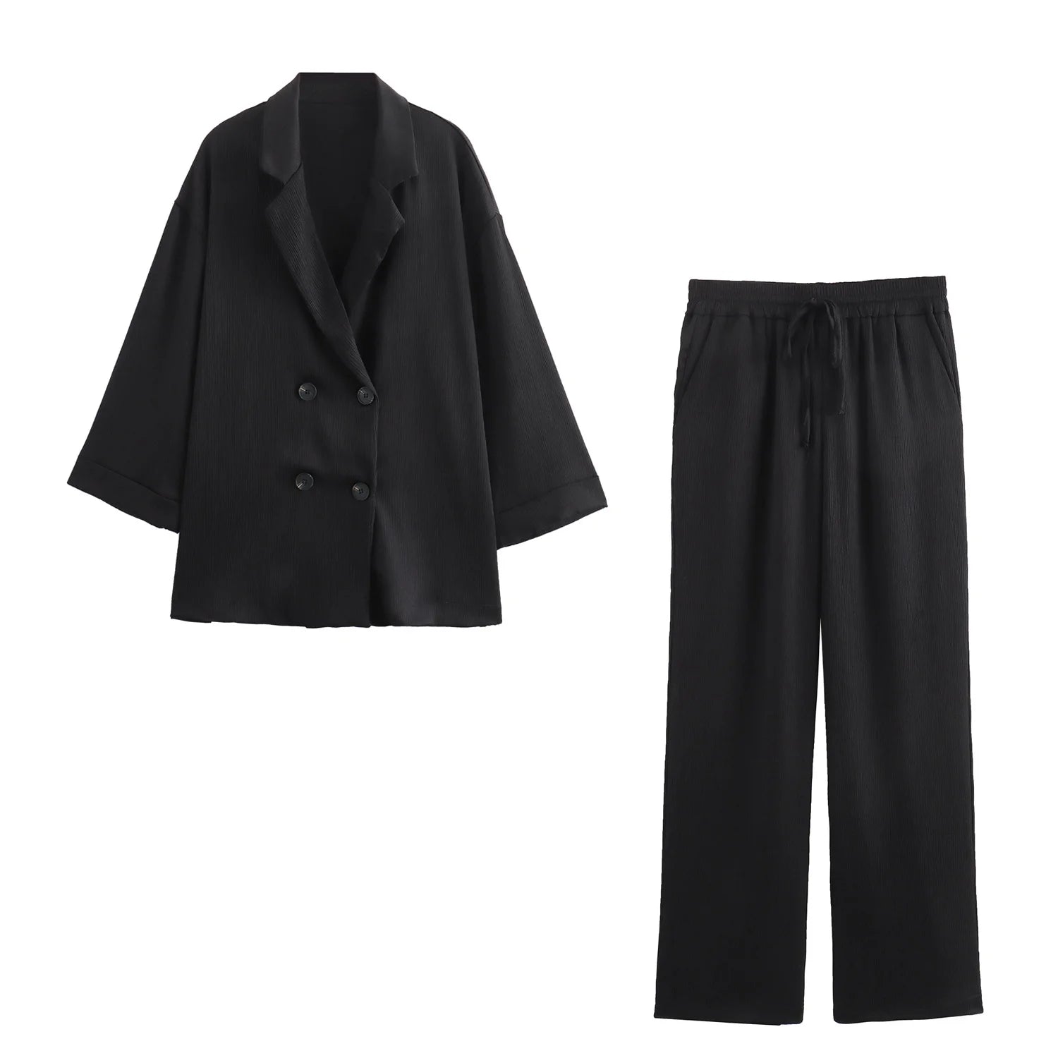 Women’s Double-Breasted Blazer & Wide-Leg Trouser Set