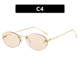 Retro Rimless Oval Cat-Eye Sunglasses