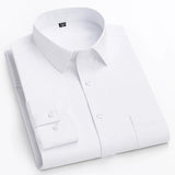 Men's Double Collar Office Shirt - Plus Size, Slim Fit, Solid Colors, long-sleeve business tops 3