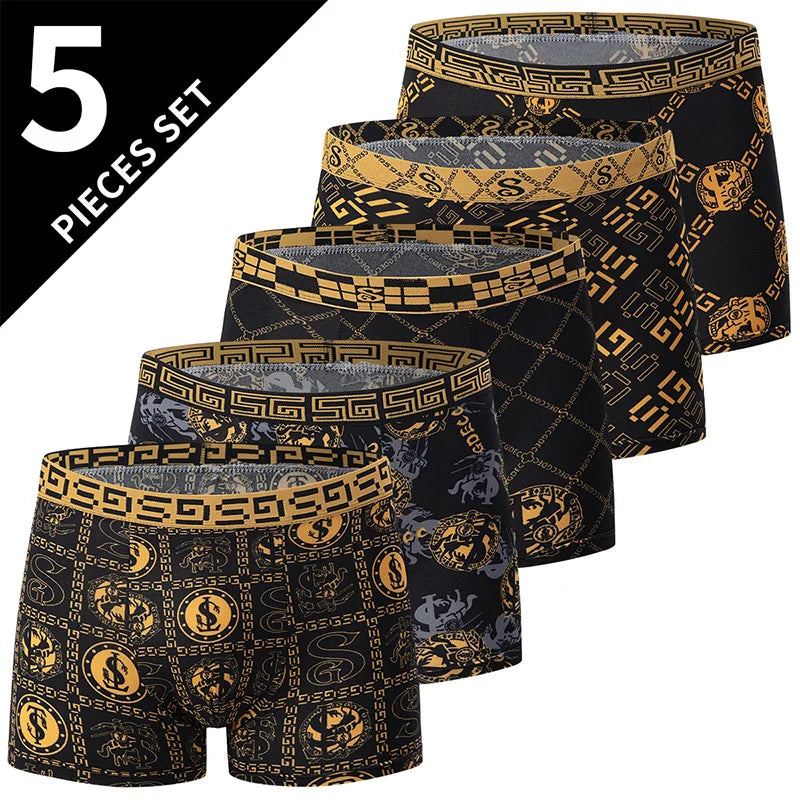 5 /10 Pack Men's Black Gold Printed Boxer Underwear Comfortable And Versatile Plus Size Sexy Young Men's Leisure Sports Beach sh 2