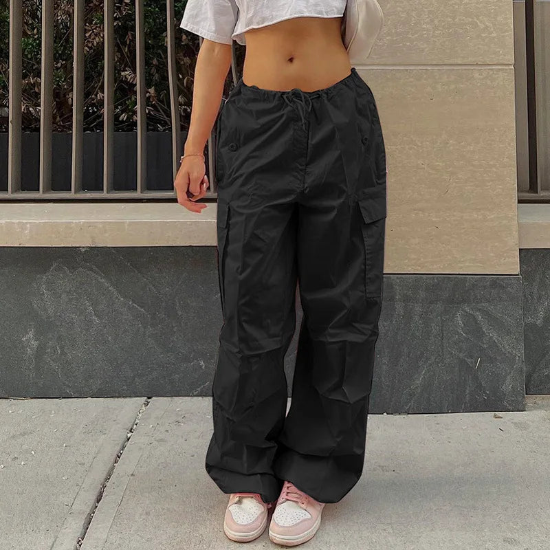 Y2K Clothing Oversized Plus Size Low Waist Parachute Loose Baggy Sweatpants Trousers Women Jogger Cargo Pants Streetwear Outfits 6