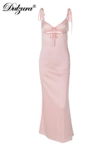 Dulzura Backless Lace Up Spaghetti Straps Cut Out Midi Dress Women Club Holiday Evening Party Dresses Y2K Clothes Drop Shipping 6