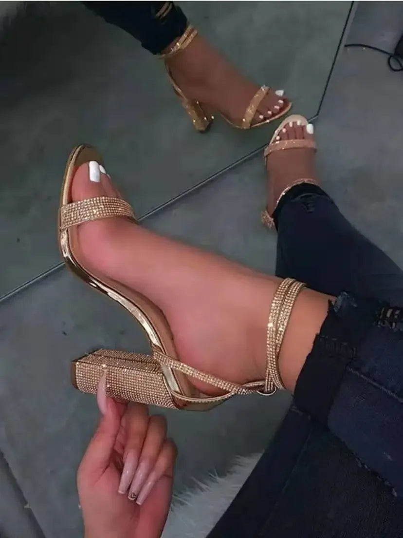 Heel Sandals Women Rhinestone Sexy Transparent High Heels Sandals 4