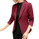 Black Women Blazer 2024 Formal Slim Blazers Lady Office Work Suit Pockets Jackets Coat Female Wine Notched Blazer Jackets Femme 2