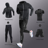 3-7Pcs Men's Ice Fiber Quick-Dry Running Fitness Full Set/Suit Tracksuit For Marathon, Training Cycling，Jogging,Gym， sweatpants