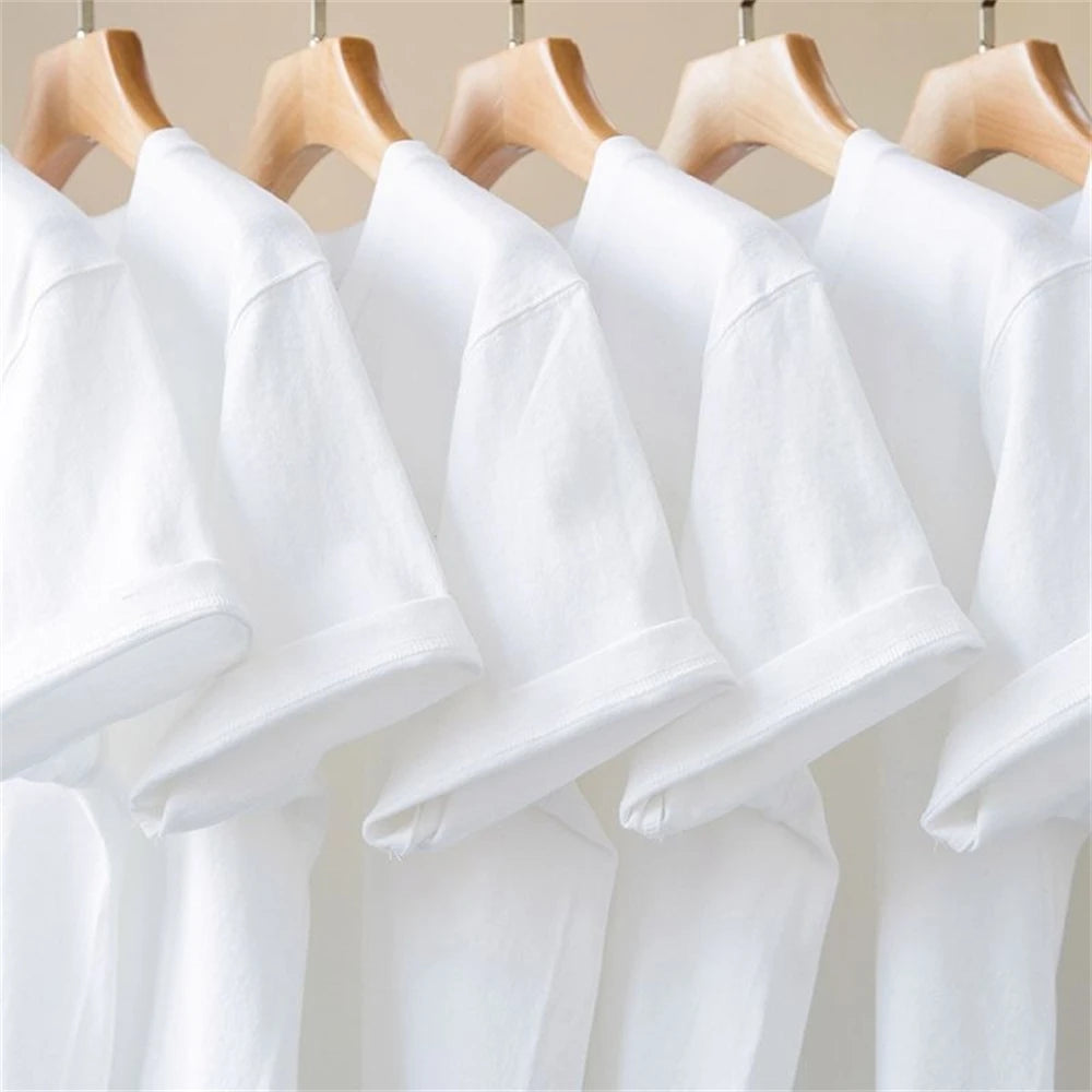 Men T Shirt Summer Cotton Tops Women Solid Color Blank Tshirts O-neck Round Collar Short-Sleeve Couple White Top Tees 5