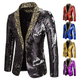 Men's Suit Shiny two-tone sequin shawl Collar suit Men's Wedding Groom Singer Dance Sequin Suit Jacket DJ Club Stage 2