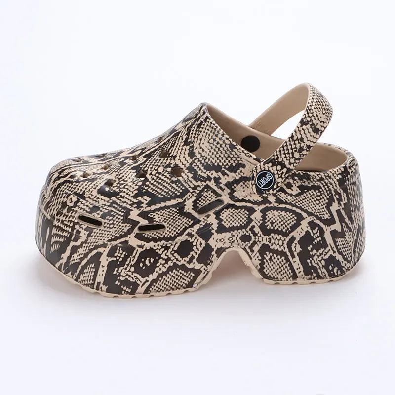 Leopard Platform Clogs for Women: Chunky Wedge Sandals with Closed Toe - Summer 2023 4