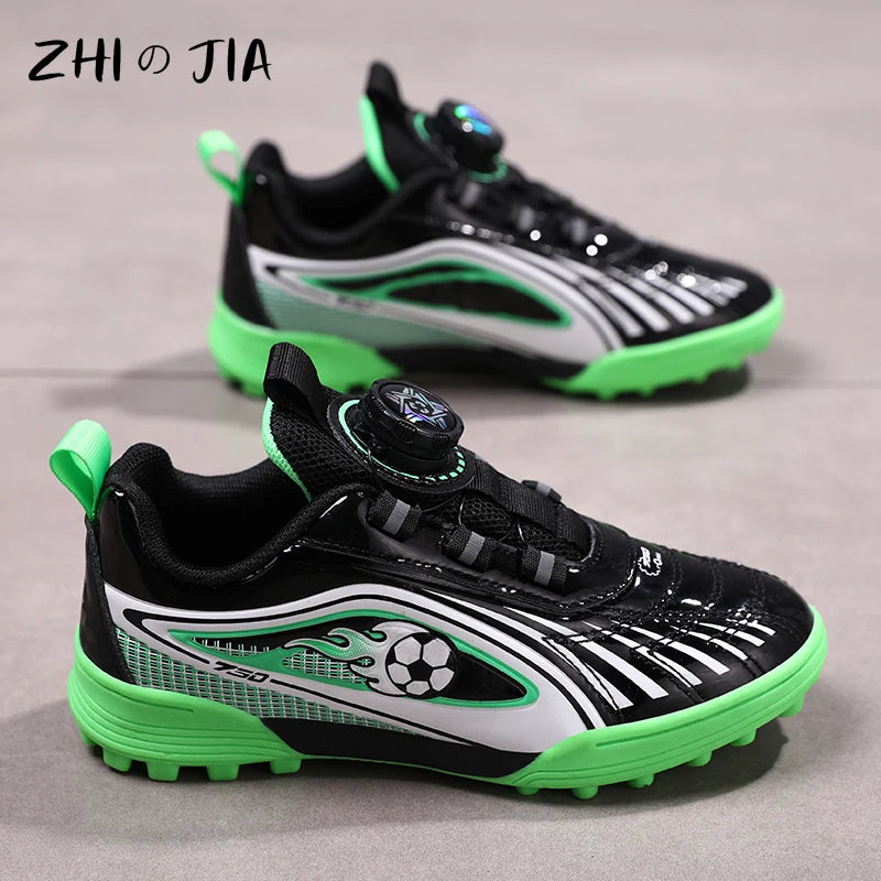 Children's Rotary Buckle Sneaker Boys Girls Professional Training Football Shoes Anti Slip Lightweight Fashion Football Footwear