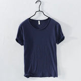 Mens Retro Raw Edge Cotton Tee