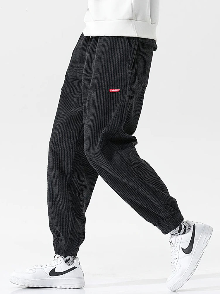 Baggy Corduroy Harem Pants Men | Solid Color Loose Sweatpants | Winter Casual Trousers 5