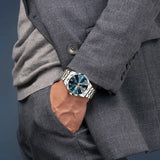 Men Watch Water Diamond Luxury Night Glow Double Calendar Quartz Movement 41mm Blue Gold Stainless Steel Fashion Business Watch 4