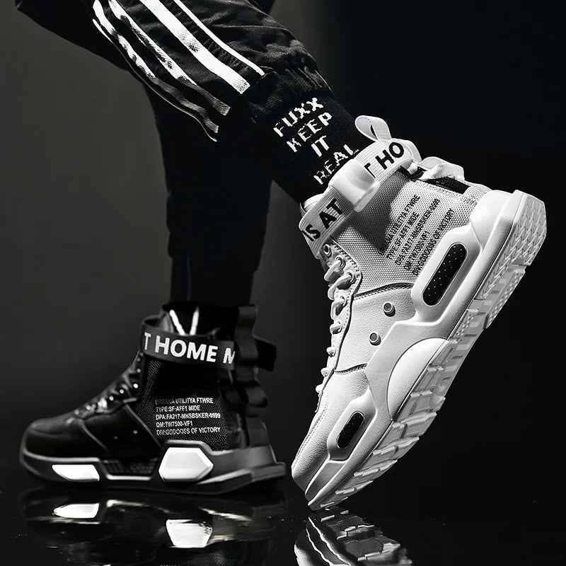 Men's High Top Fashion Leather Sneakers | Trendy & Comfortable Casual Shoes