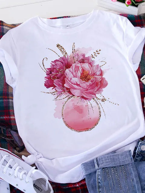 Brave Soul L American Retro Letters Love White T-shirt Women Short Sleeve Round Neck Loose Large Size Casual Top Oversized