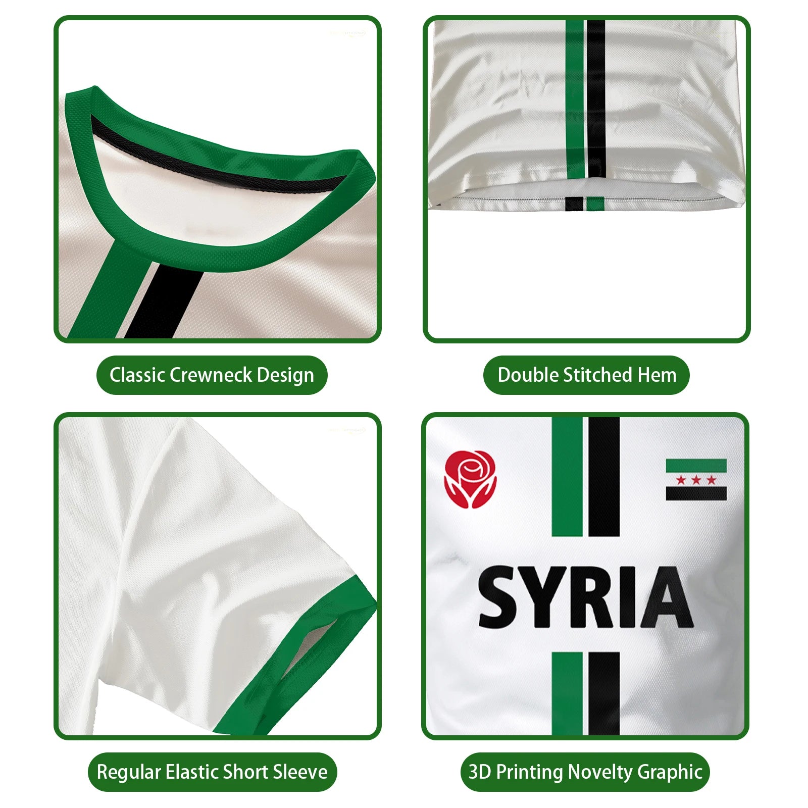 Men's Syria Football Jersey - National Team T-Shirt, Syrian Flag, Oversized Fit 6