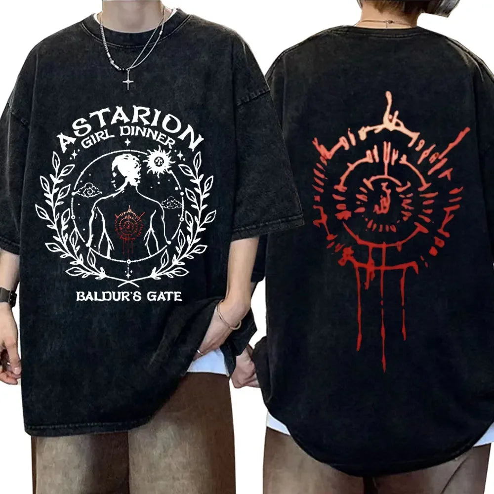 Astarion-Girl-Dinner-Graphic-T-Shirt-Baldurs-Gate-3-Fan-Gamer-Washed-T-Shirts-Women-Men