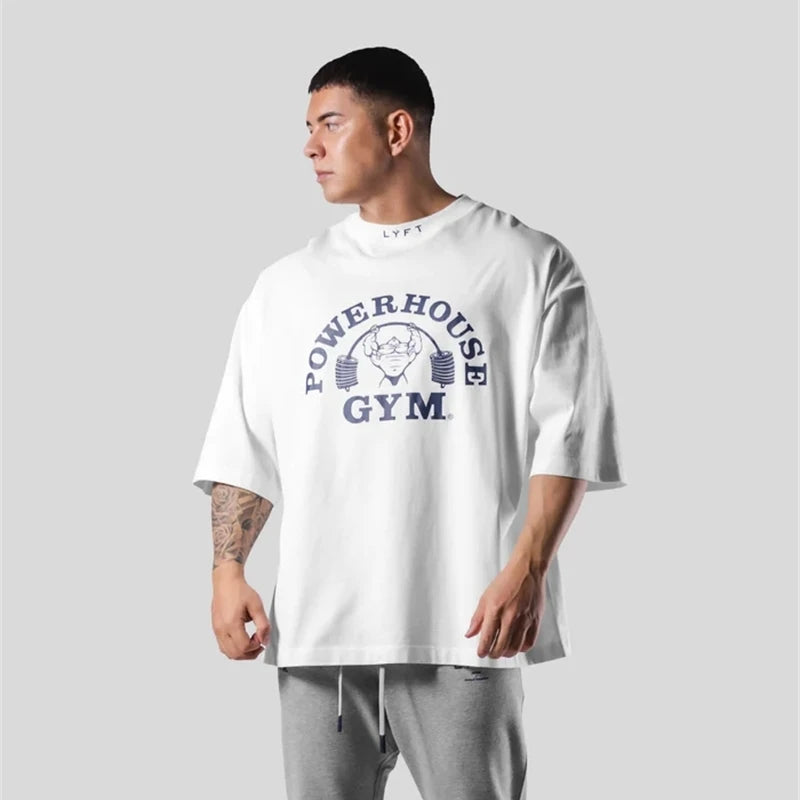 LYFT Jointly Men Running Sports Cotton T-shirt Gym Fitness Bodybuilding Loose Print Shirt Summer Male Jogging Training Tee Tops 5