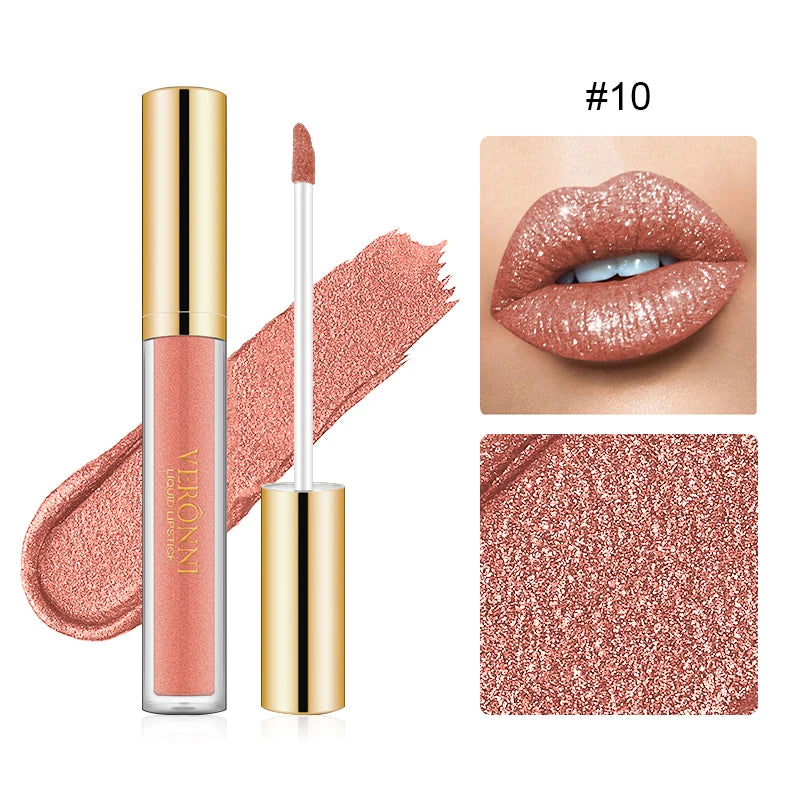 15-Color Radiant Glitter Liquid Lipstick