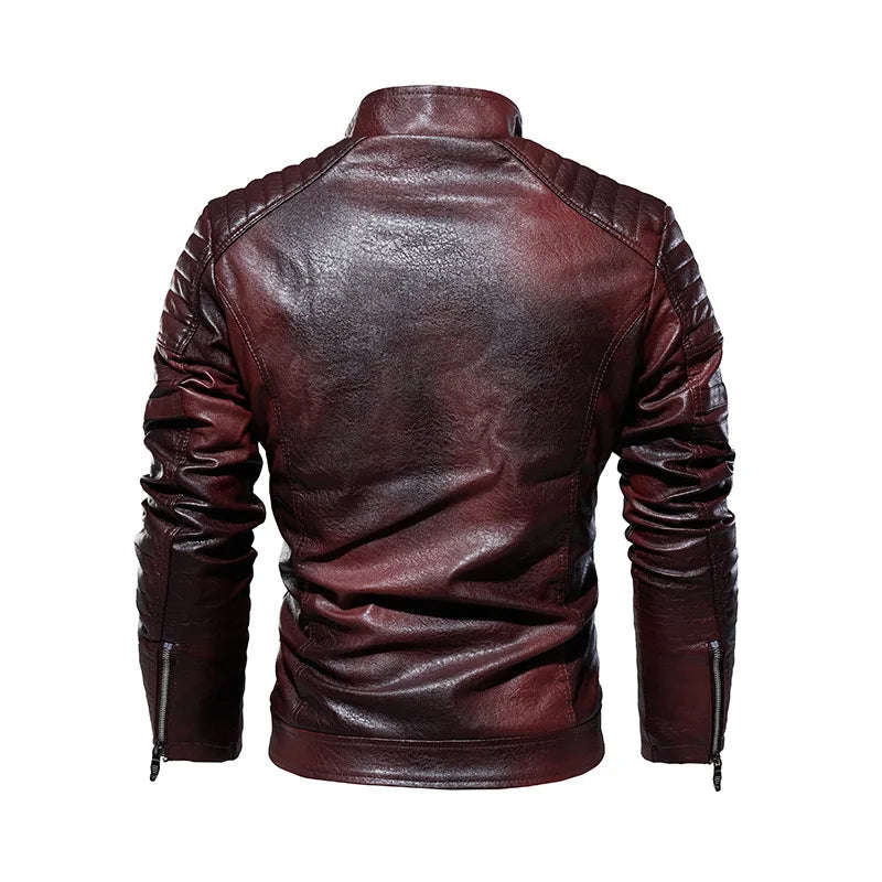 Motorcycle commuting racing suit outdoor cycling suit jacket autumn European and American tough guy lapel leather jacket 6