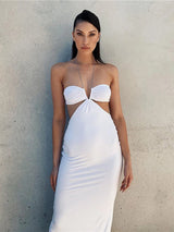 Cryptographic 2024 Summer Spaghetti Strap Halter Sexy Backless Maxi Dress Elegant Bandage Sleeveless Club Party Dresses Bodycon 6