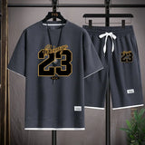 High Quality Men's Korea Comfortable and Summer  Fashion Print Sports Suit Fitness Jogging Daily Casual Wear Beach Shorts Set