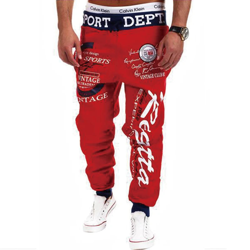 Men's Fleece Joggers Sweatpants - Elastic Waist, Letter Graphic Print, Casual Hip Hop Style, Sports Outdoor Daily Wear - Gray-Blue/Black 2