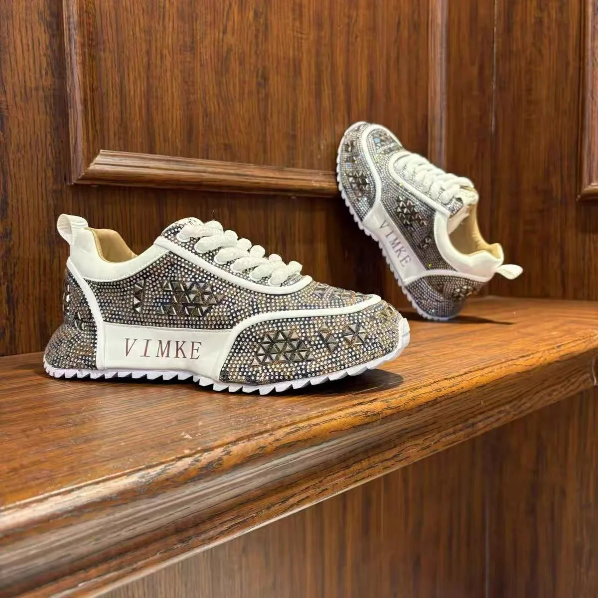 Chunky Sneakers Men Designer Bling Punk Board Shoes Fashion Casual Leather Mesh Breathable Increased Internal Platform Gym Shoes