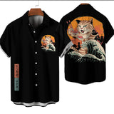 Fashion-Men-s-Clothing-Cool-Samurai-Cat-Tops-Summer-New-Men-s-Clothing-Casual-Short-Sleeved