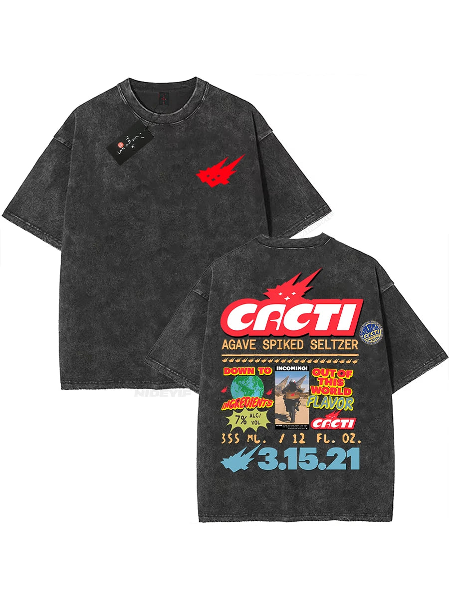 Unisex 100% Cotton Washed Oversized Graphic T-Shirt