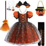 Girls' Halloween Pumpkin Witch Princess Dress