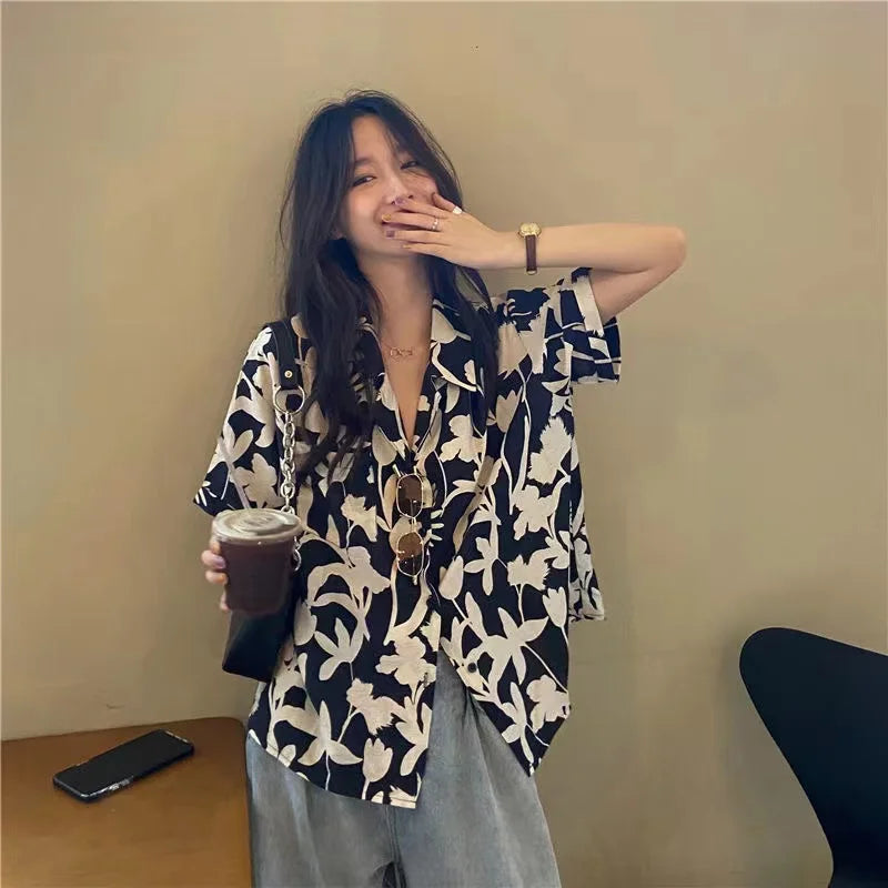 Women-s-Fashion-Casual-Loose-Short-Sleeve-Shirt-New-Summer-Retro-Hong-Kong-Style-T-shirt