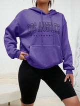 Los Angeles Letter Design Fleece Hoodie