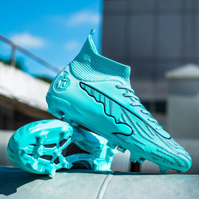 Mens Soccer Cleats Outdoor Lightweight High-Top Training Boots, Professional Athletic Long Spikes and TF Ground Football Shoes 4