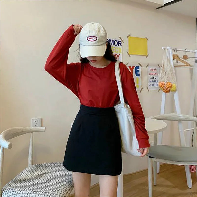 Skirts Women Solid All-match Mini Teenagers Fashion Lady Empire Popular Charm Preppy Temperament Ulzzang Simple Casual Gray New 4