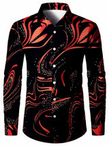 Men's 3D Textured Printed Casual Shirt Buttoned Long Sleeve Shirt 2