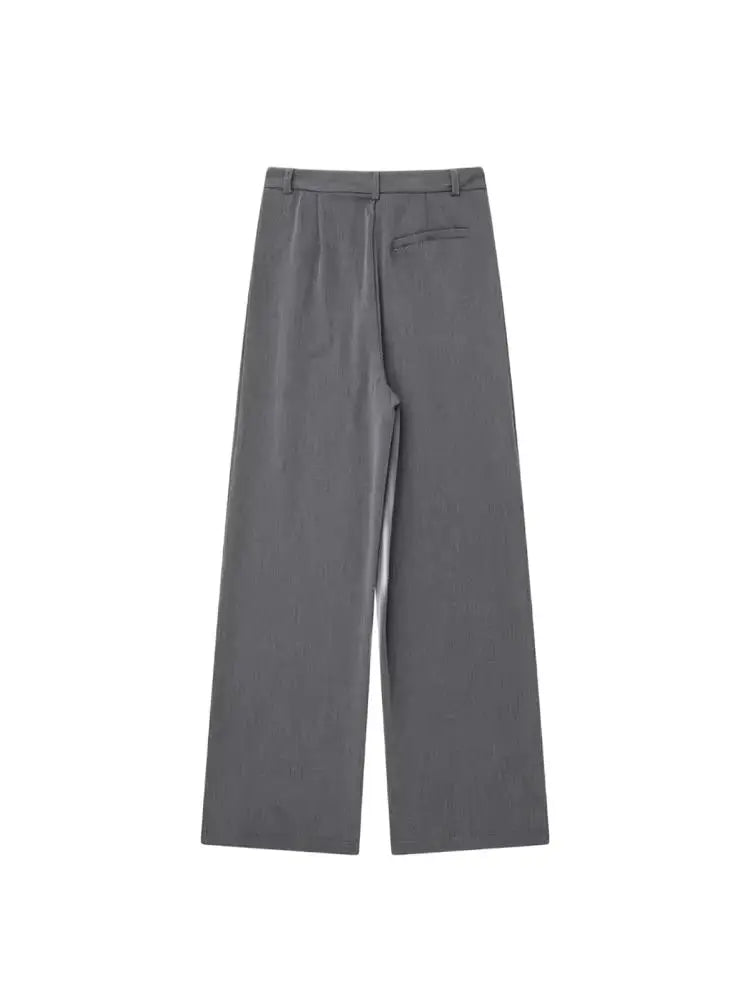 Women Fashion With Darts Front Pockets Wide Leg Pants Vintage High Waist Zipper Fly Female Trousers Mujer 3