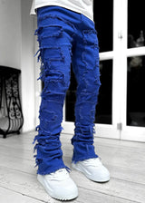 Men’s Slim Fit Patchwork Distressed Jeans