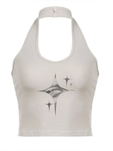 Top Women Y2k Devil's Eyes Retro Print Hanging Neck Suspender Vest Women's Summer Korean Fashion Slim And Slimming Short Top 6