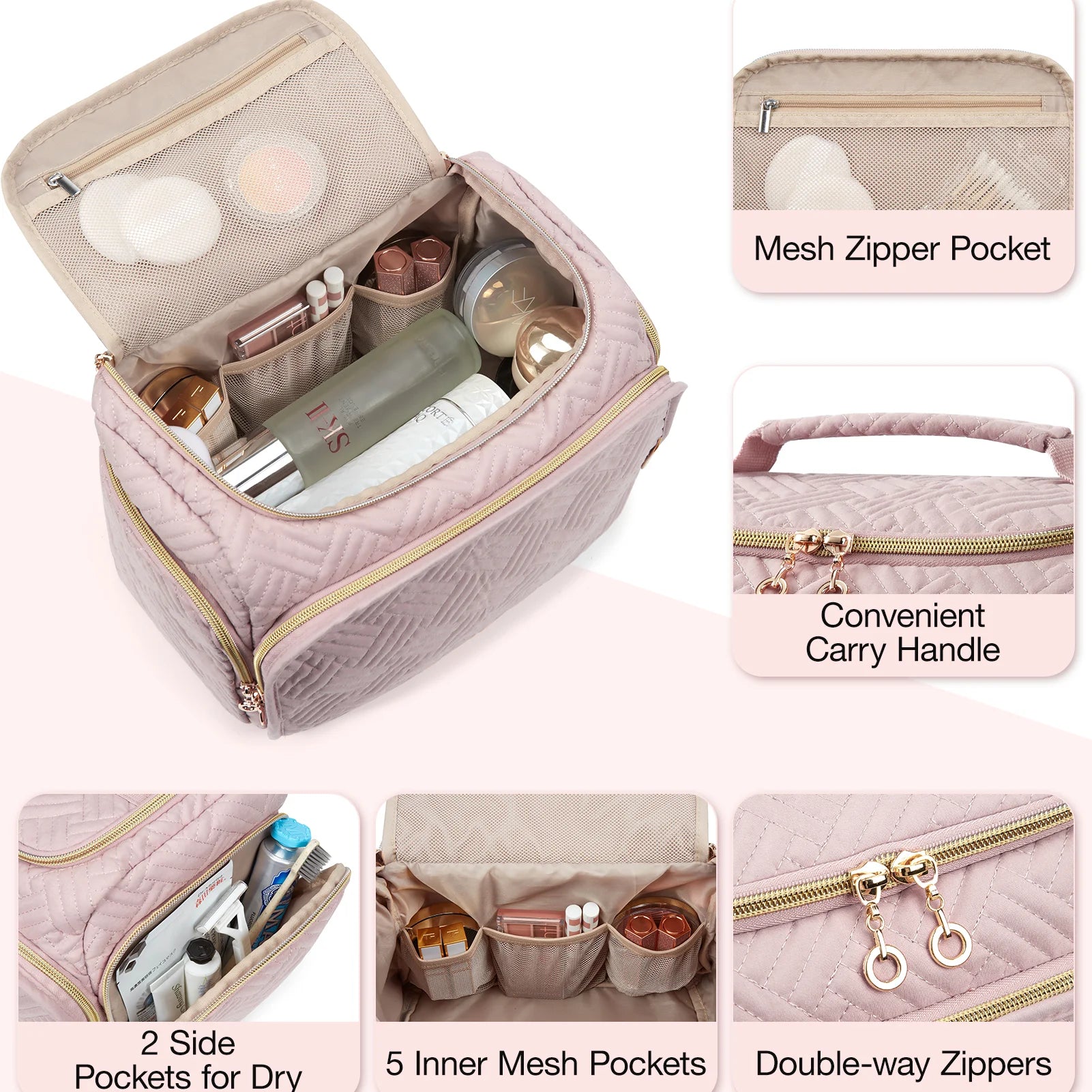 Women's Cosmetic Bag Large Capacity Travel Toiletry Bag With Handle Waterproof Storage Makeup Organizer Cases 5